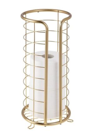 mDesign Metal Free Standing Toilet Paper Organizer Stand