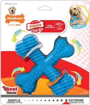 Nylabone X-Shaped Dog Bone Chew Toy for Aggressive Chewers,